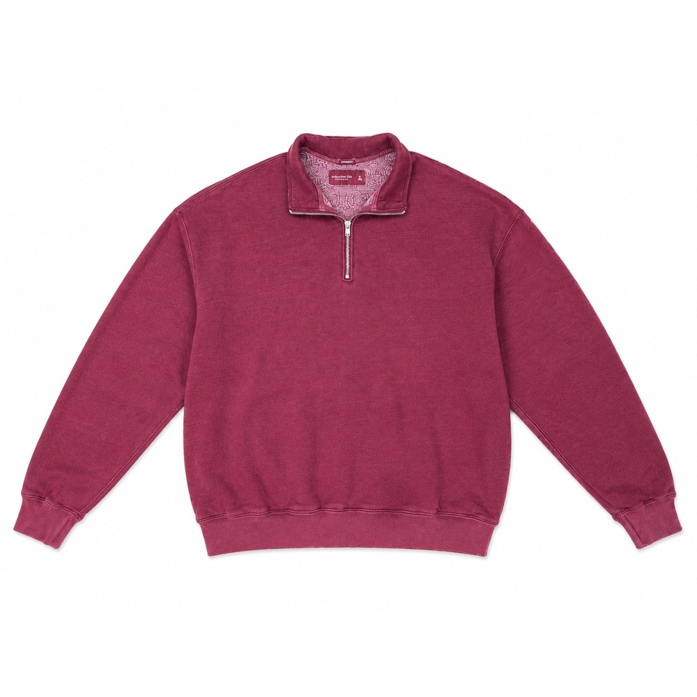 Abercrombie & Fitch Oversized A&F Fleece 1/4 Zip Burgundy Mens Medium Sweatshirt